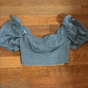Fashion Nova Gray Striped Crop Top pinstripe